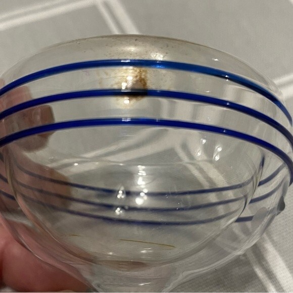 RARE Department 56 Set 4 Floating Glass Votive Holders Clear Cobalt Blue Swirl - Picture 12 of 13